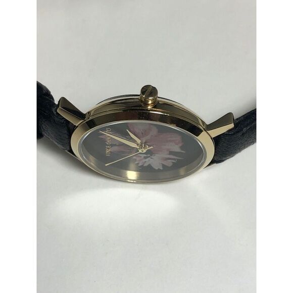 Vince Camuto VC5352 Unisex Black Leather Analog Black Dial Quartz Watch BW114 - Picture 7 of 10